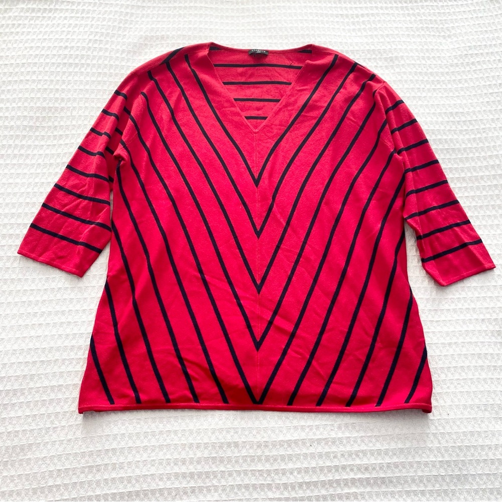 Talbots Red and Black Striped Top X